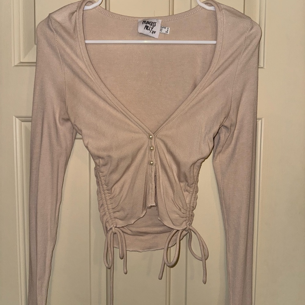 Naked Wardrobe Cream Long Sleeve Top